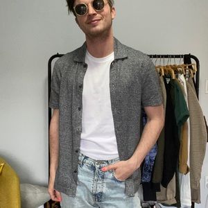 Club Monaco Short-Sleeve Knit Button Down